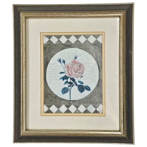 HARLEQUIN FLORALS BY SHELLY HELY LITHOGRAPH 6 " x 8" PRINT - 15" x 13" FRAME - Picture 1 of 9